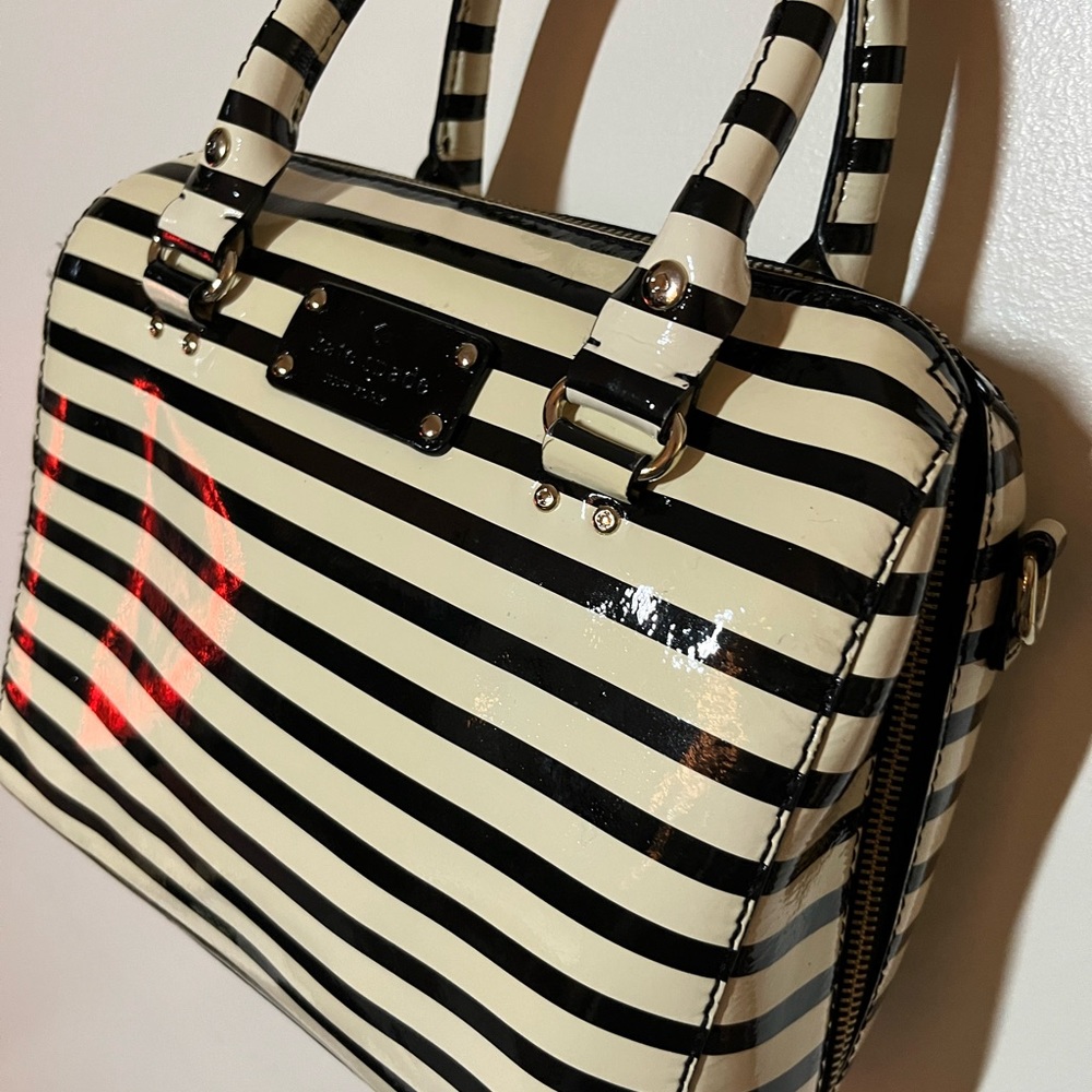 Kate Spade striped enamel handbag
